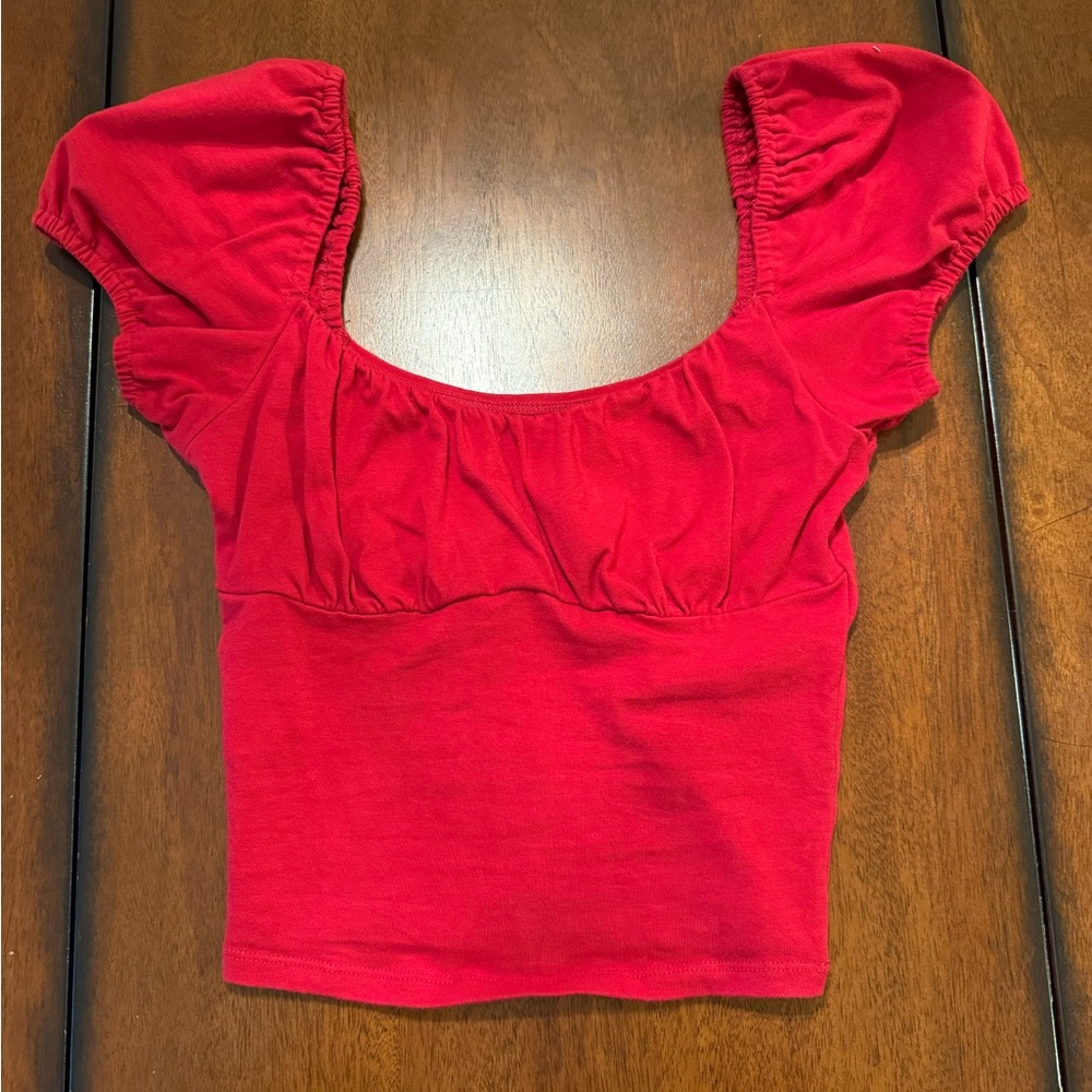 Hollister Red Puff Sleeve Blouse